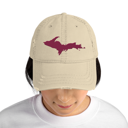 Upper Peninsula Distressed Dad Hat | Ruby Red