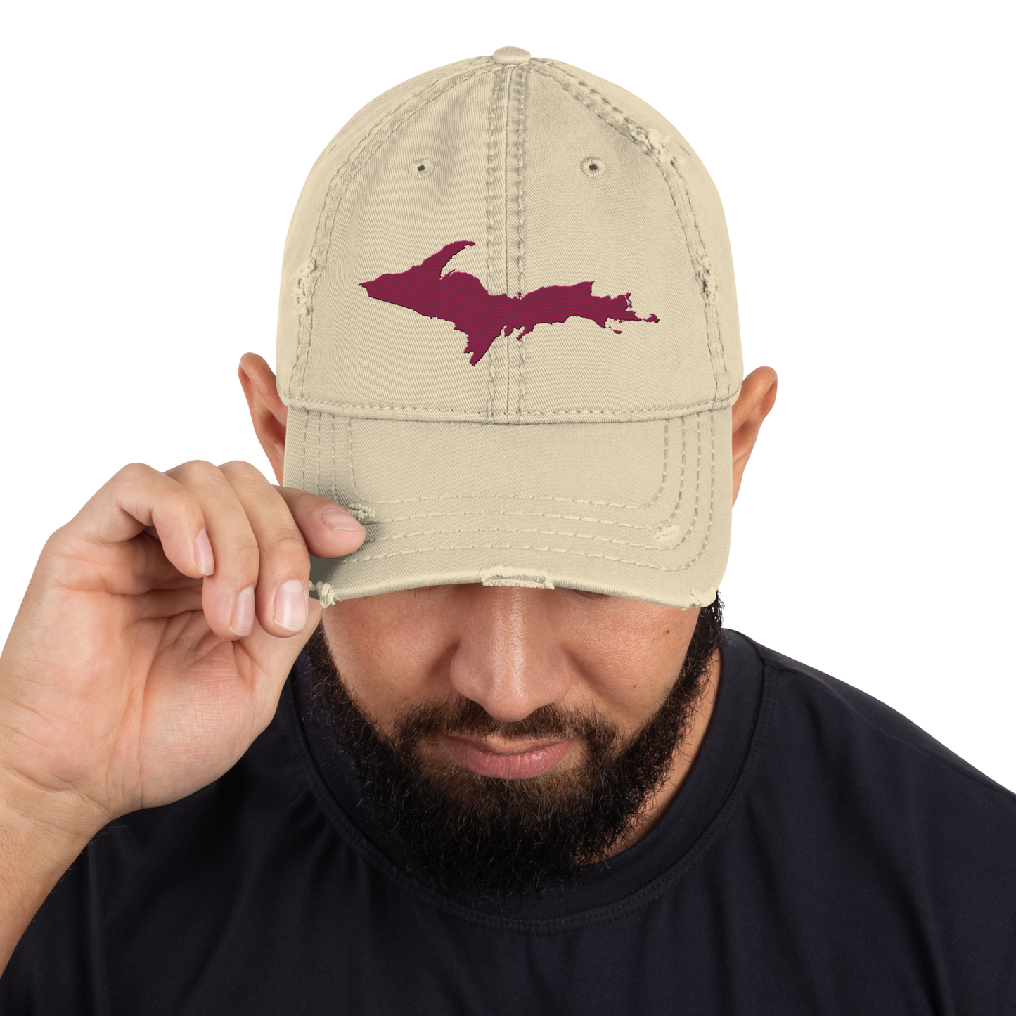 Upper Peninsula Distressed Dad Hat | Ruby Red