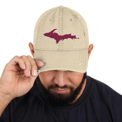 Upper Peninsula Distressed Dad Hat | Ruby Red