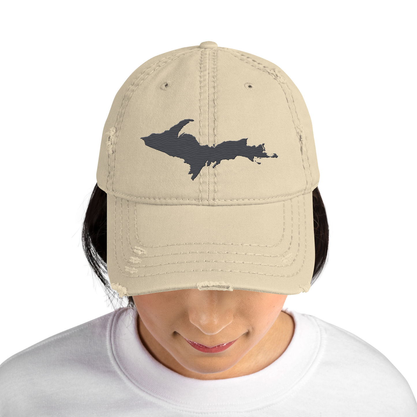 Upper Peninsula Distressed Dad Hat | Iron Ore Grey