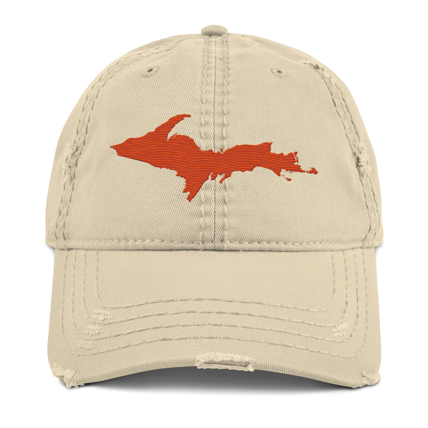 Upper Peninsula Distressed Dad Hat | Maple Leaf Orange