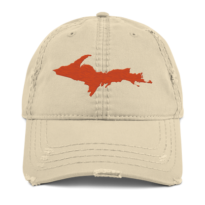 Upper Peninsula Distressed Dad Hat | Maple Leaf Orange