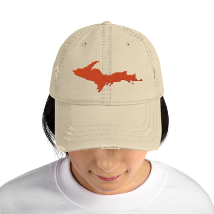 Upper Peninsula Distressed Dad Hat | Maple Leaf Orange