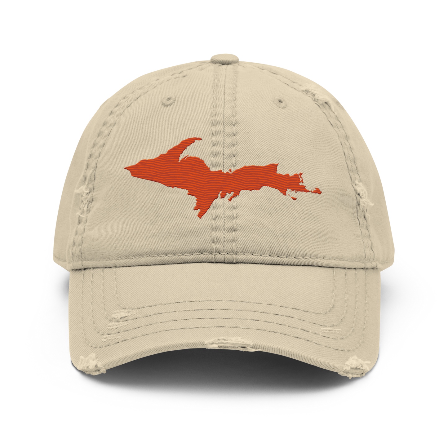 Upper Peninsula Distressed Dad Hat | Maple Leaf Orange