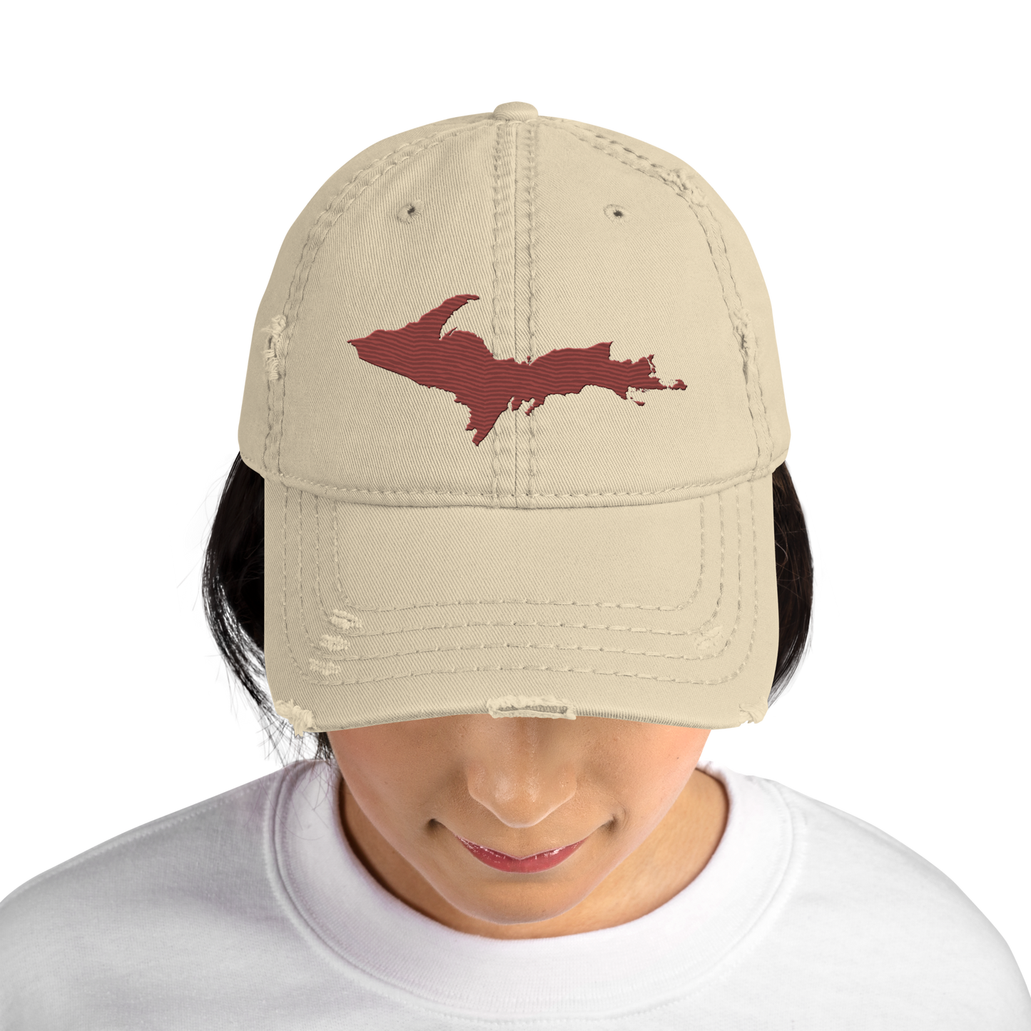 Upper Peninsula Distressed Dad Hat | Ore Dock Red