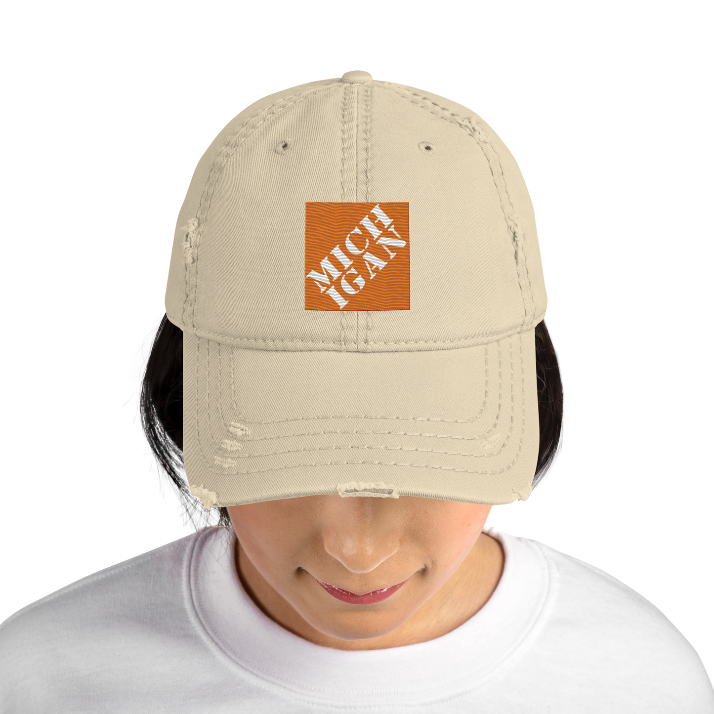 'Michigan' Distressed Dad Hat | Construction Retail Parody