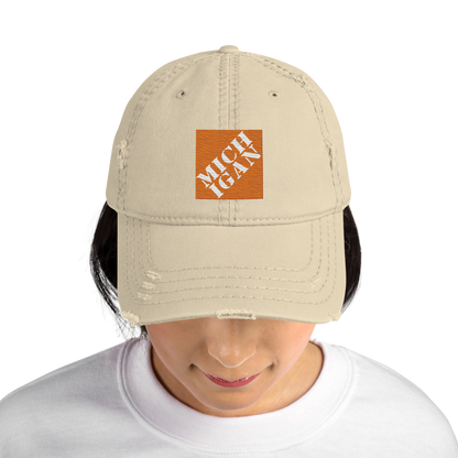 'Michigan' Distressed Dad Hat | Construction Retail Parody