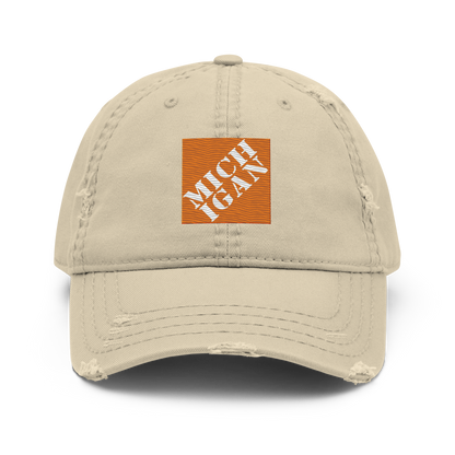 'Michigan' Distressed Dad Hat | Construction Retail Parody