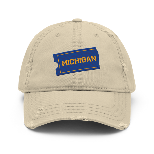 'Michigan' Distressed Dad Hat | Video Rental Parody