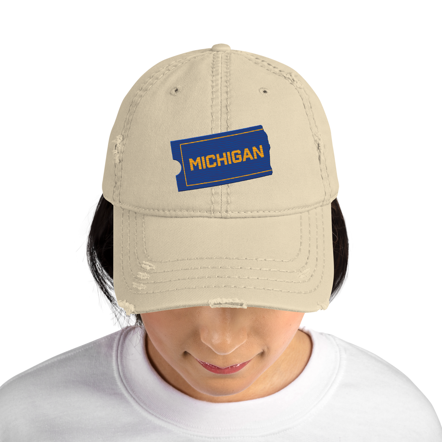 'Michigan' Distressed Dad Hat | Video Rental Parody