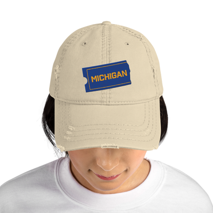 'Michigan' Distressed Dad Hat | Video Rental Parody