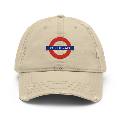 'Michigan' Distressed Dad Hat | London Tube Parody