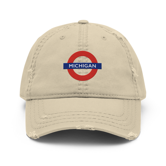 'Michigan' Distressed Dad Hat | London Tube Parody