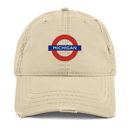 'Michigan' Distressed Dad Hat | London Tube Parody