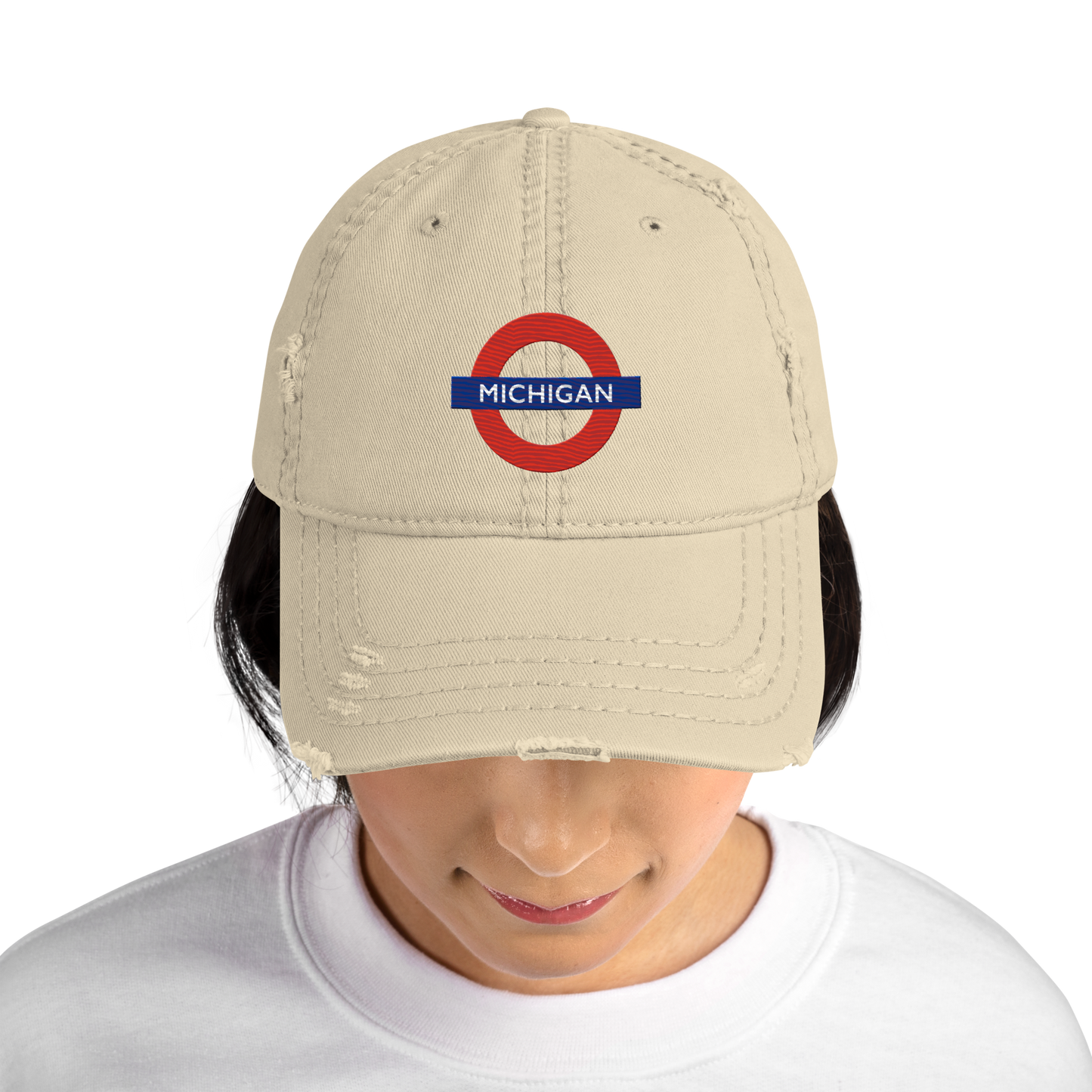 'Michigan' Distressed Dad Hat | London Tube Parody