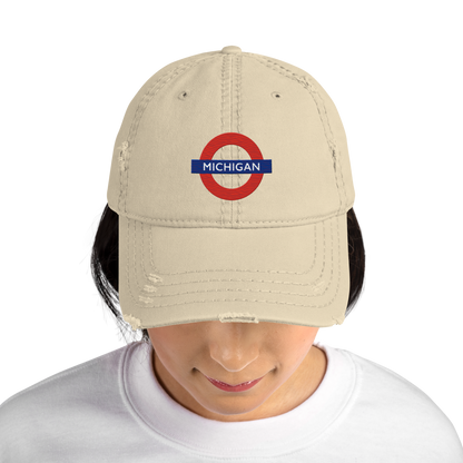 'Michigan' Distressed Dad Hat | London Tube Parody