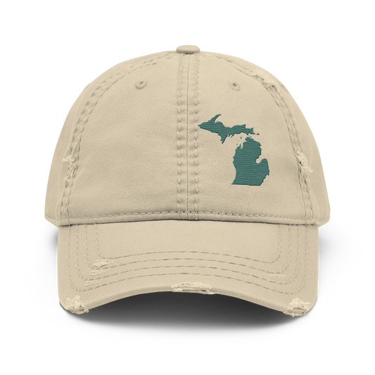 Michigan Distressed Dad Hat | Copper Green Outline