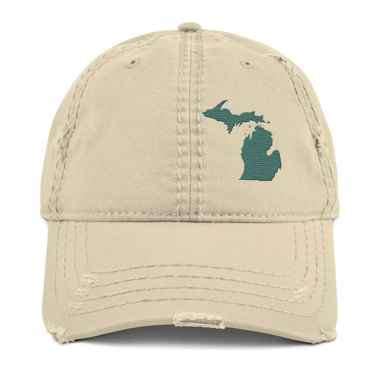 Michigan Distressed Dad Hat | Copper Green Outline