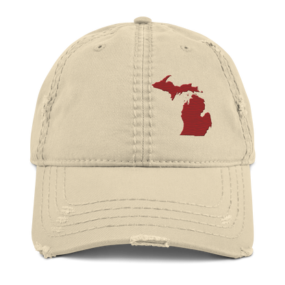 Michigan Distressed Dad Hat | Thimbleberry Red Outline