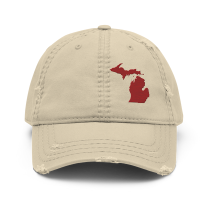 Michigan Distressed Dad Hat | Thimbleberry Red Outline