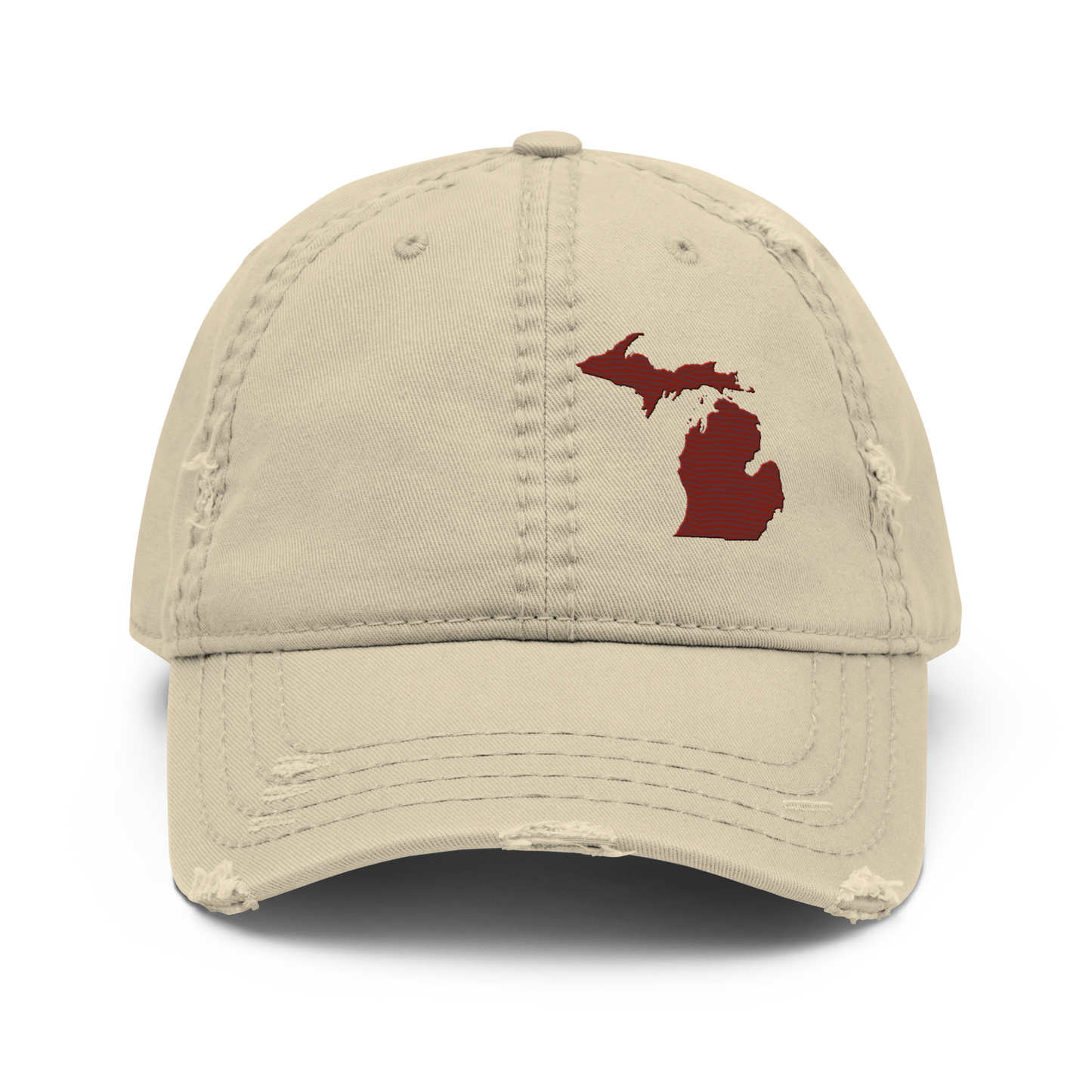 Michigan Distressed Dad Hat | Cherryland Red Outline