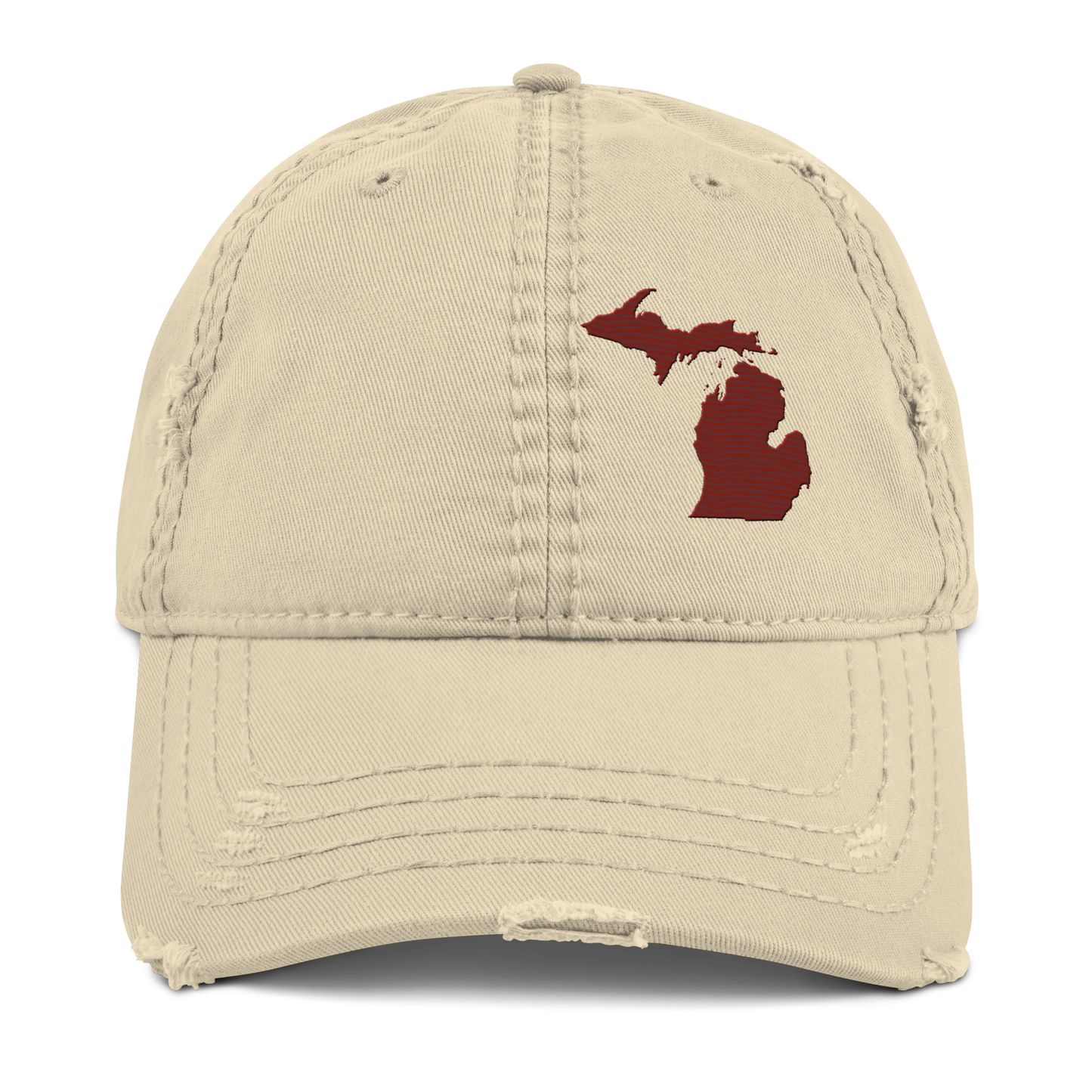 Michigan Distressed Dad Hat | Cherryland Red Outline