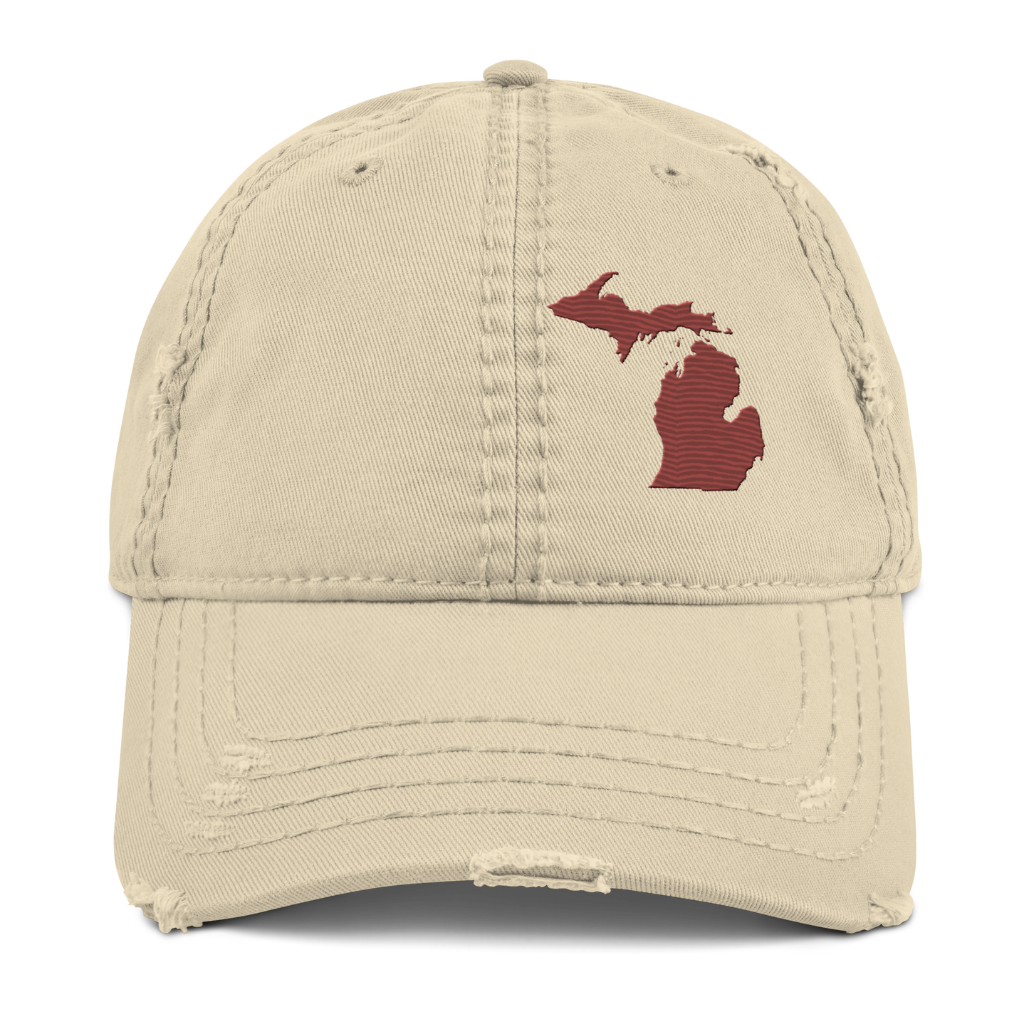 Michigan Distressed Dad Hat | Ore Dock Red Outline