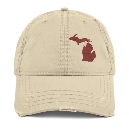 Michigan Distressed Dad Hat | Ore Dock Red Outline