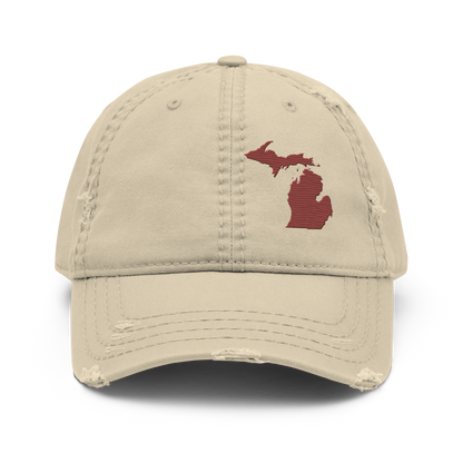 Michigan Distressed Dad Hat | Ore Dock Red Outline