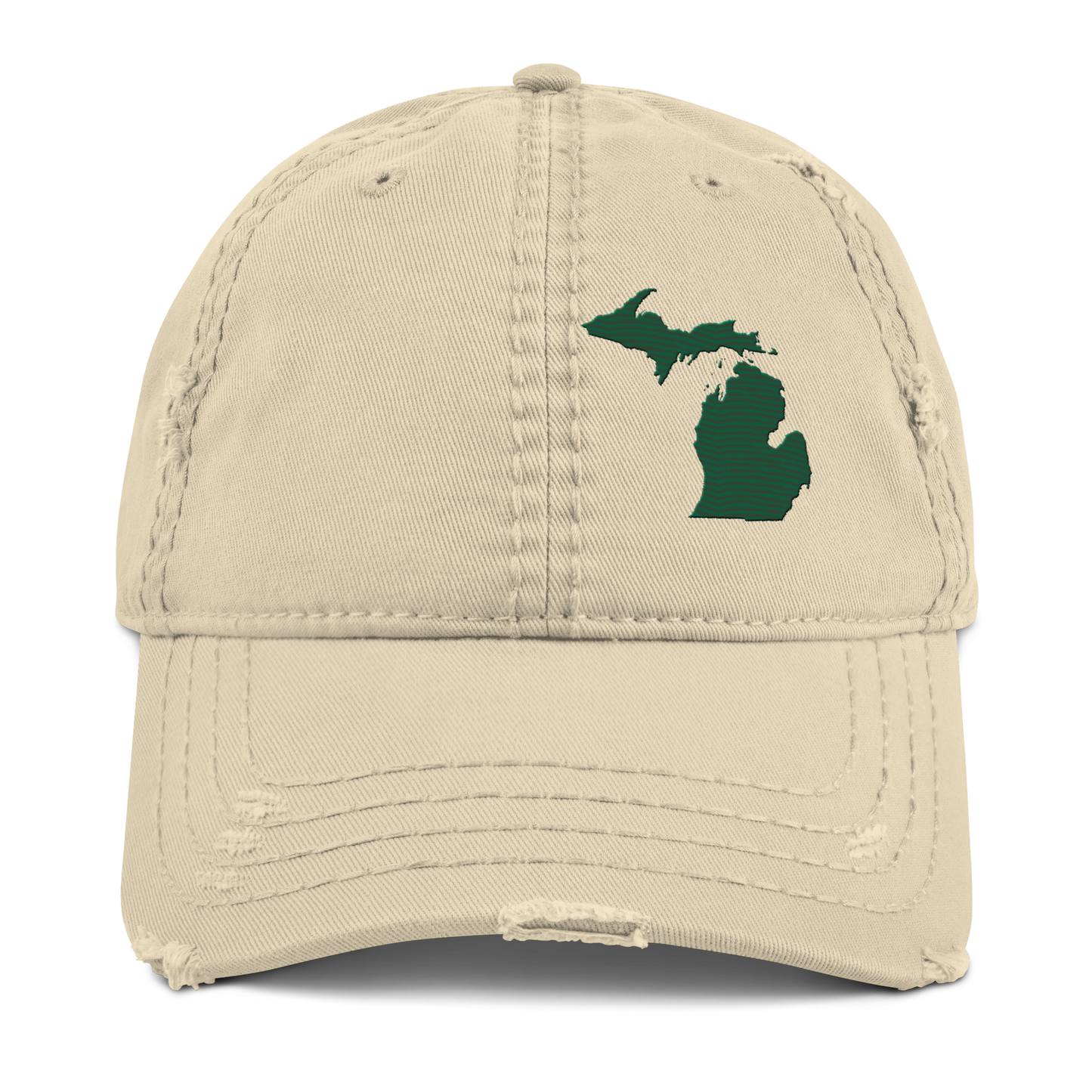 Michigan Distressed Dad Hat | Superior Green Outline