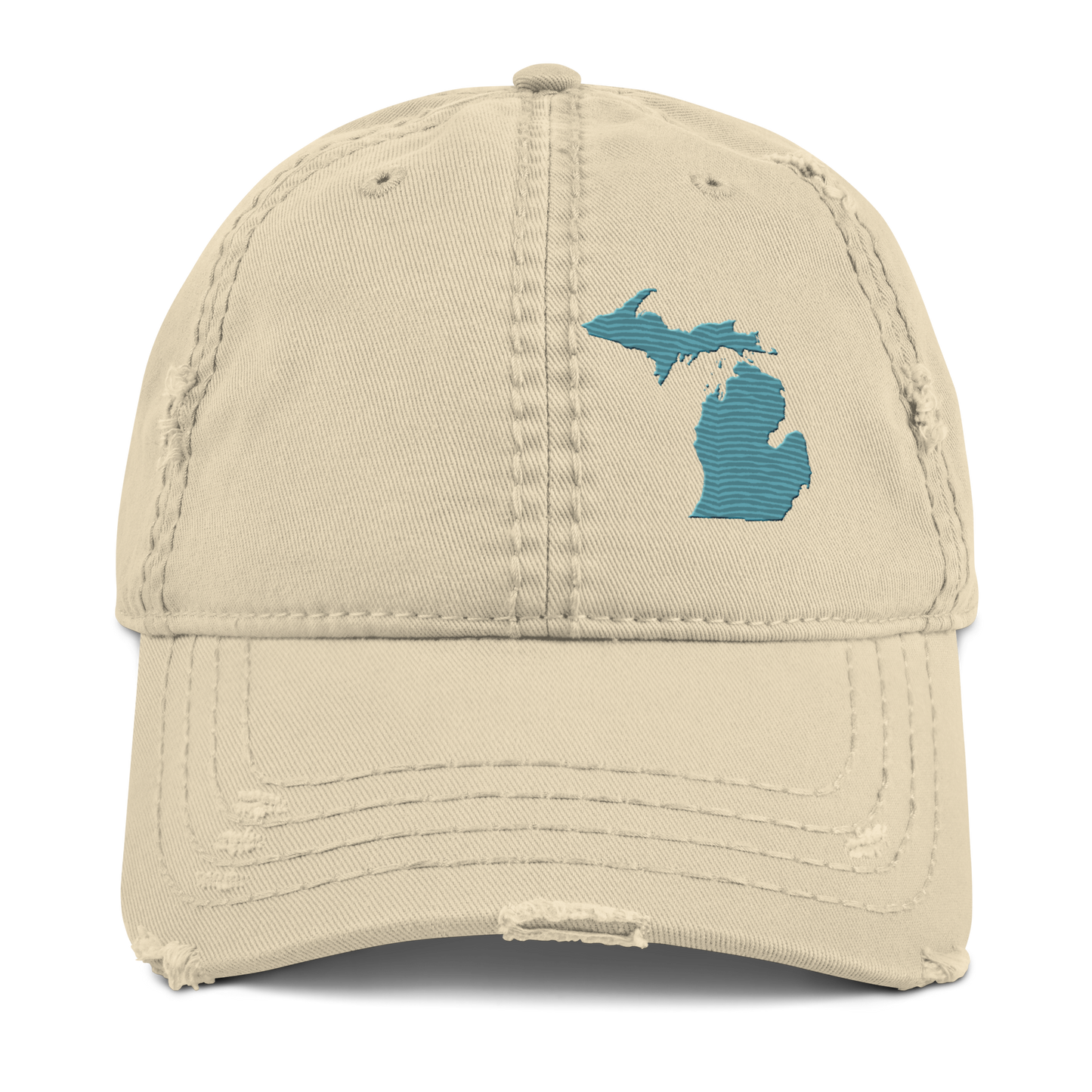 Michigan Distressed Dad Hat | Huron Blue Outline