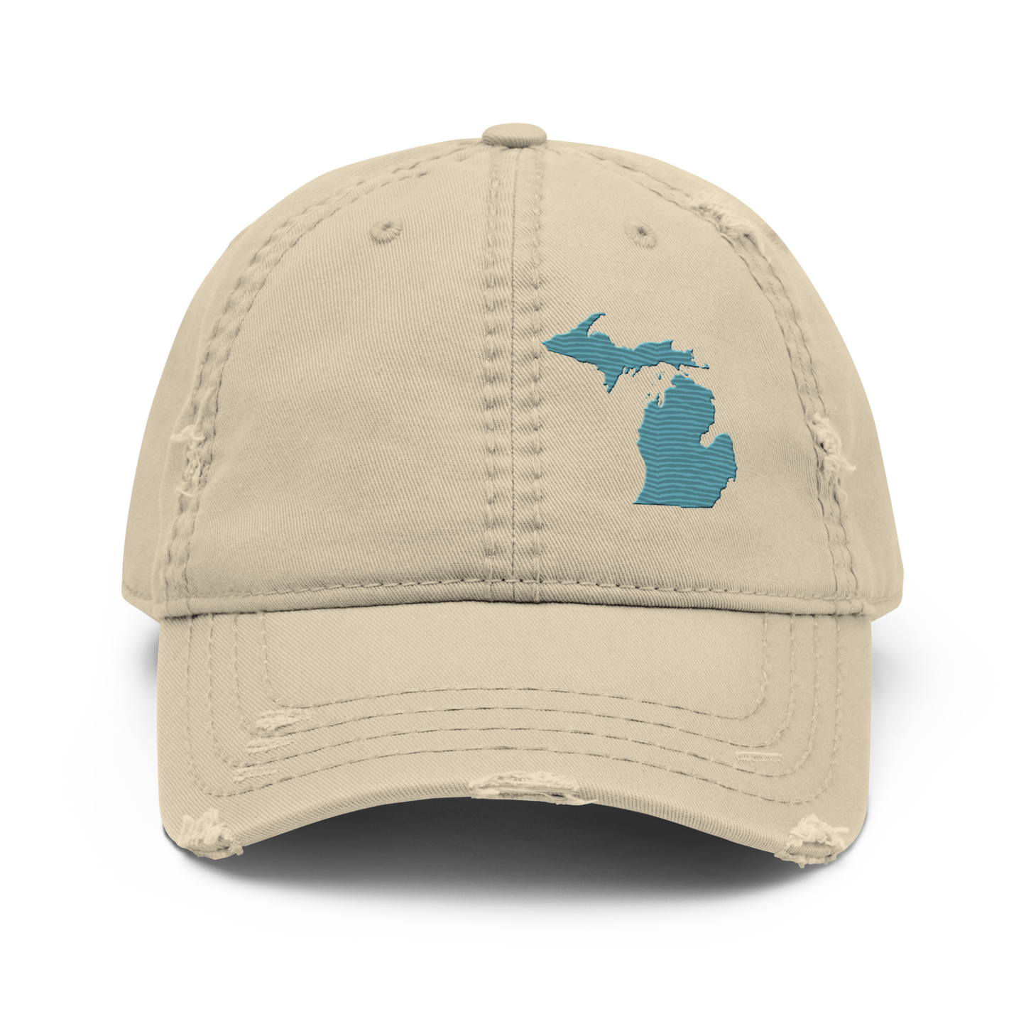 Michigan Distressed Dad Hat | Huron Blue Outline