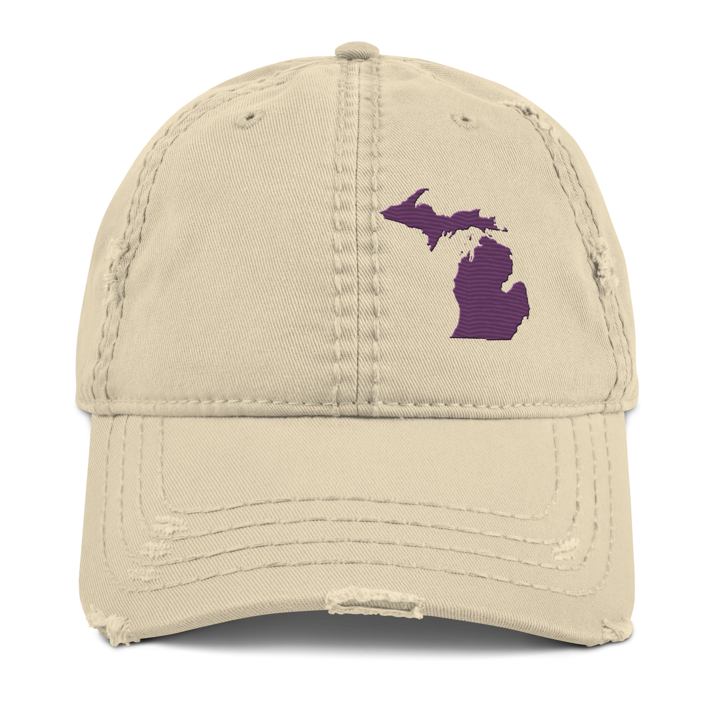 Michigan Distressed Dad Hat | Plum Outline