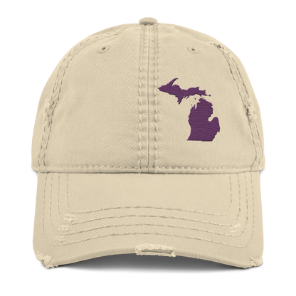 Michigan Distressed Dad Hat | Plum Outline