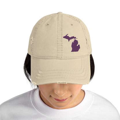 Michigan Distressed Dad Hat | Plum Outline