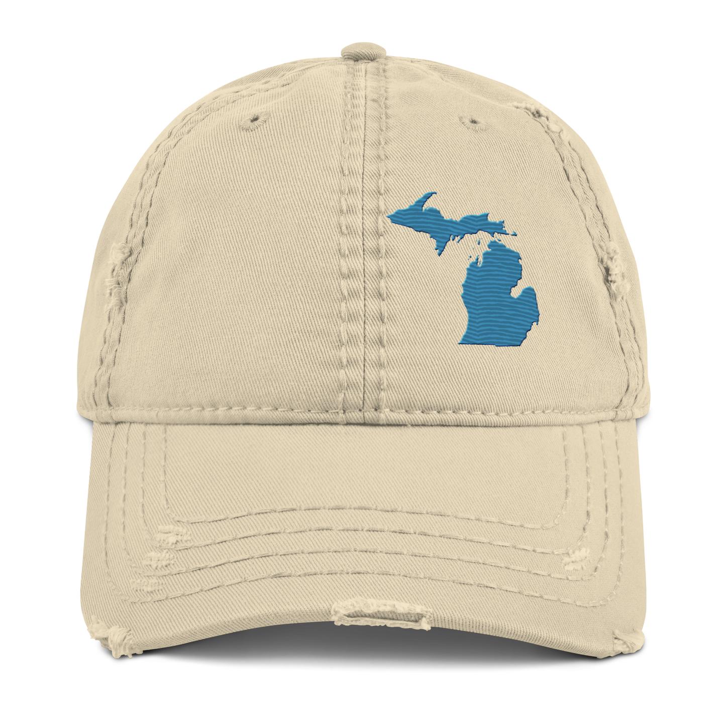 Michigan Distressed Dad Hat | Traverse Blue Outline