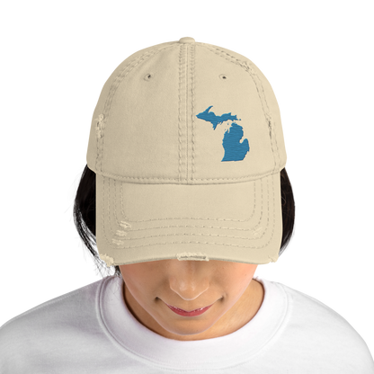 Michigan Distressed Dad Hat | Traverse Blue Outline