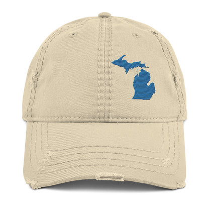 Michigan Distressed Dad Hat | Superior Blue Outline