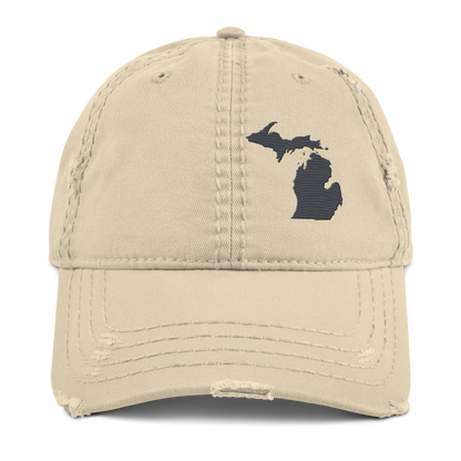 Michigan Distressed Dad Hat | Iron Ore Grey Outline