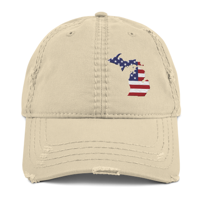 Michigan Distressed Dad Hat | Patriotic Outline