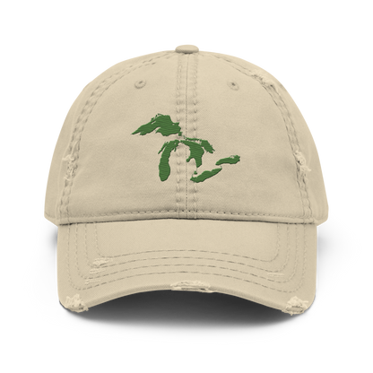 Great Lakes Distressed Dad Hat | Pine Green