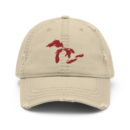 Great Lakes Distressed Dad Hat | Thimbleberry Red