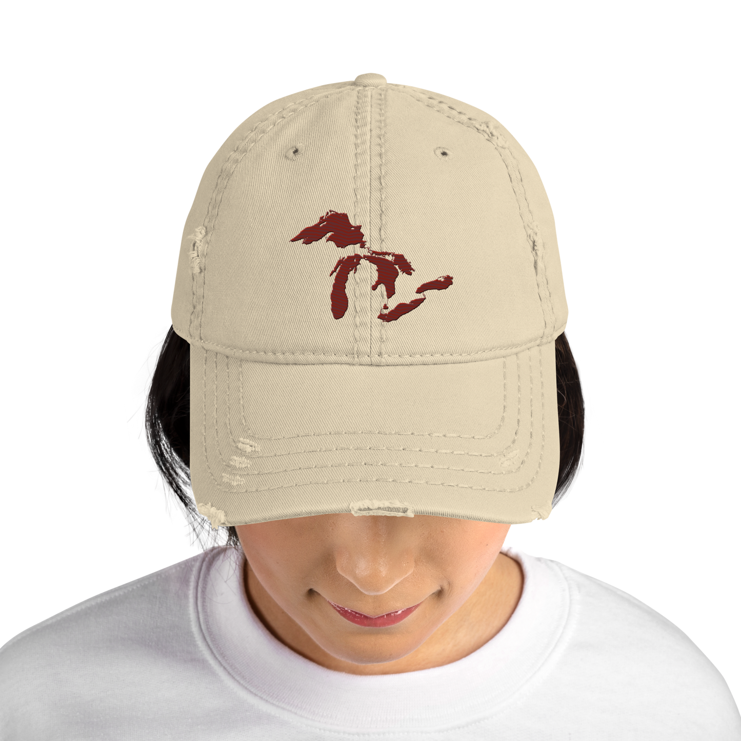 Great Lakes Distressed Dad Hat | Cherryland Red