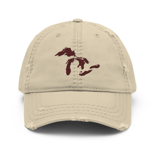 Great Lakes Distressed Dad Hat | Cherrywood Red
