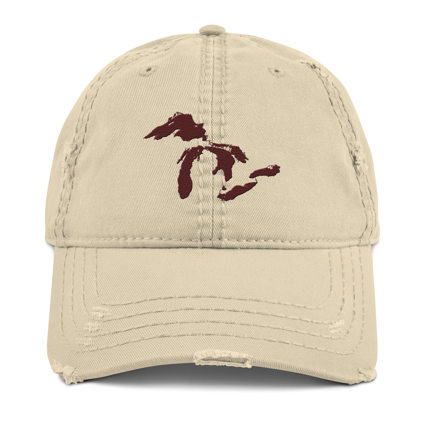 Great Lakes Distressed Dad Hat | Cherrywood Red