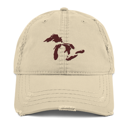 Great Lakes Distressed Dad Hat | Cherrywood Red