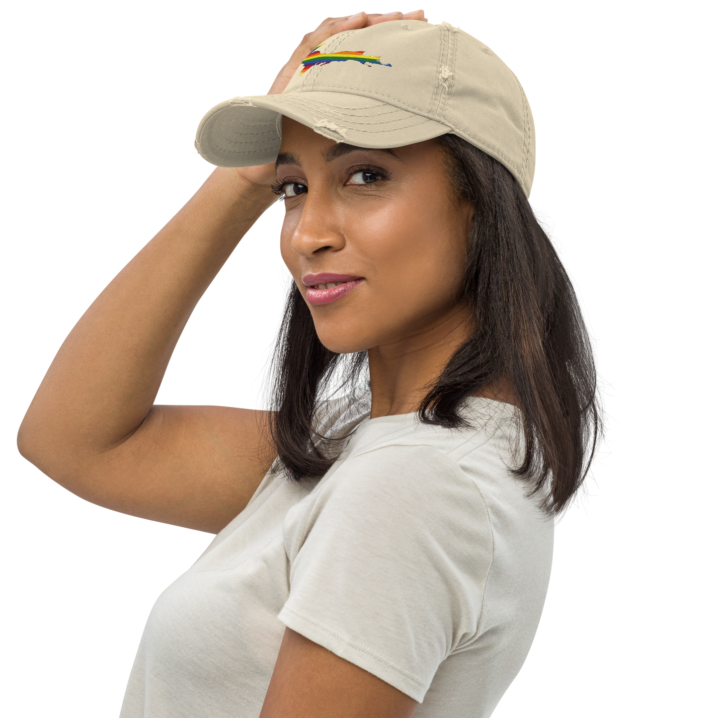 Michigan Upper Peninsula Distressed Dad Hat (Pride Edition)