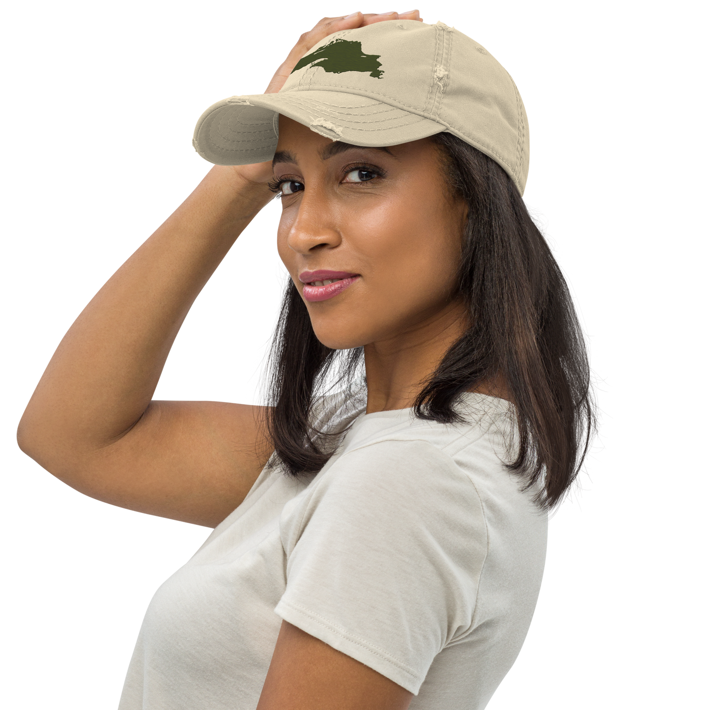 Lake Superior Distressed Dad Hat | Army Green