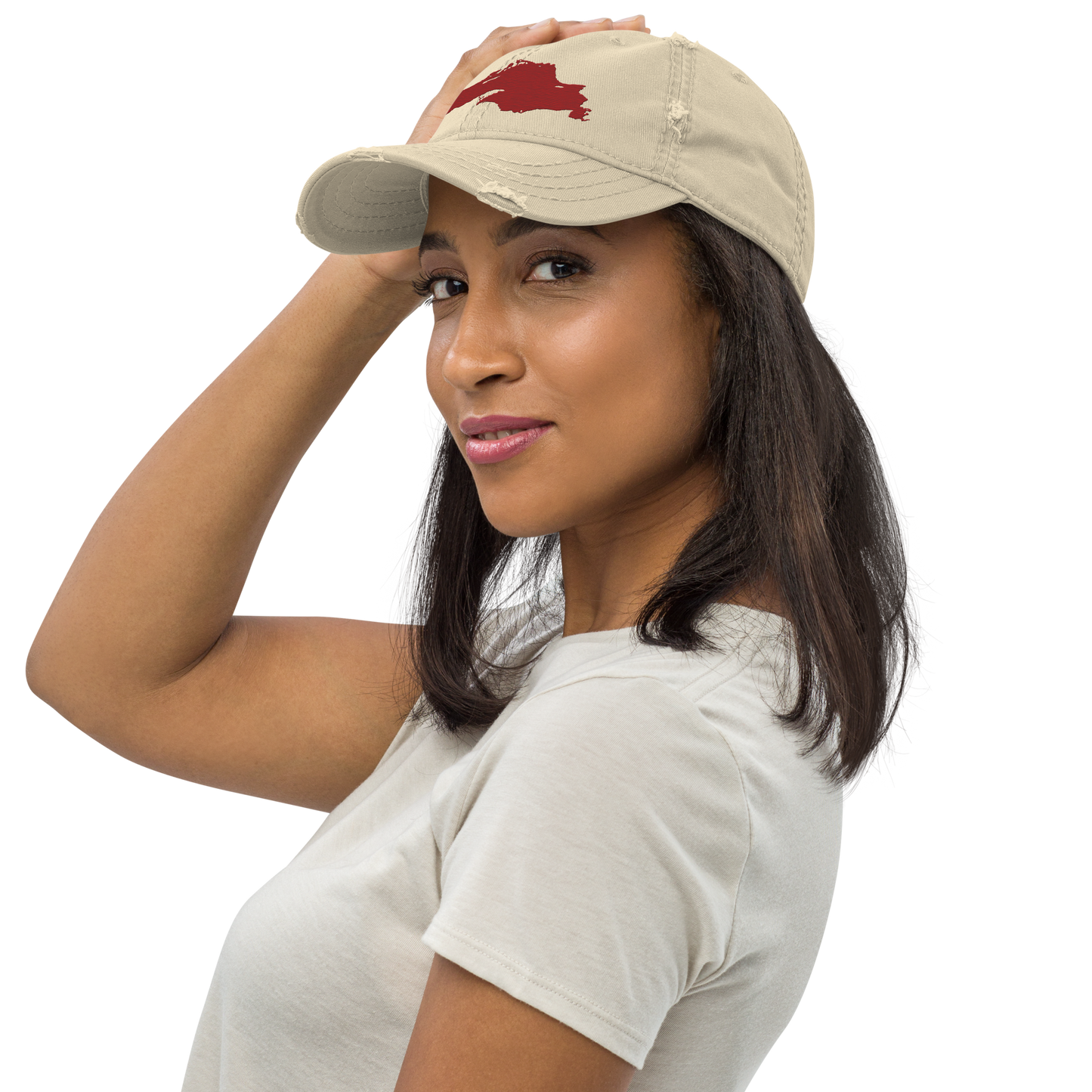 Lake Superior Distressed Dad Hat | Thimbleberry Red