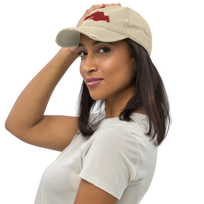 Lake Superior Distressed Dad Hat | Thimbleberry Red